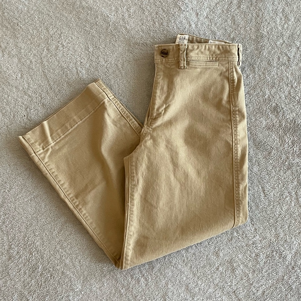 GAP Tan Women's Pants High Rise Wide Leg Crop Sz. 0